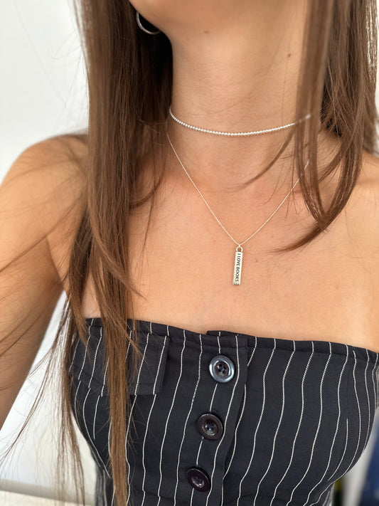 Booklovers Tiny Silver Necklace