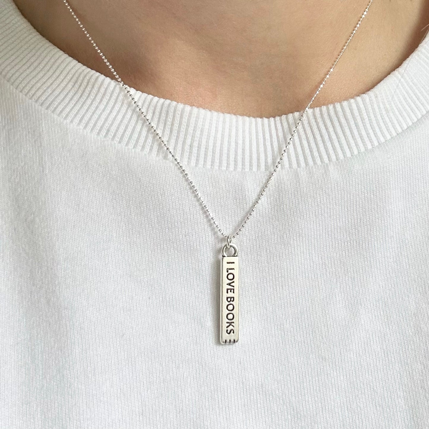 Booklovers Tiny Silver Necklace