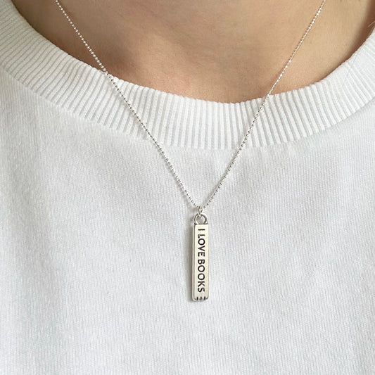 Booklovers Tiny Silver Necklace