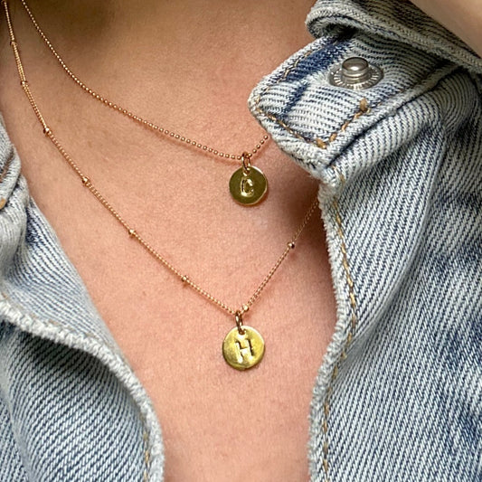 Stamped Letter Charm Necklace