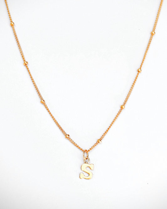 Gold Initial Necklace - Dainty Letter Necklace in 14k Gold & Sterling Silver