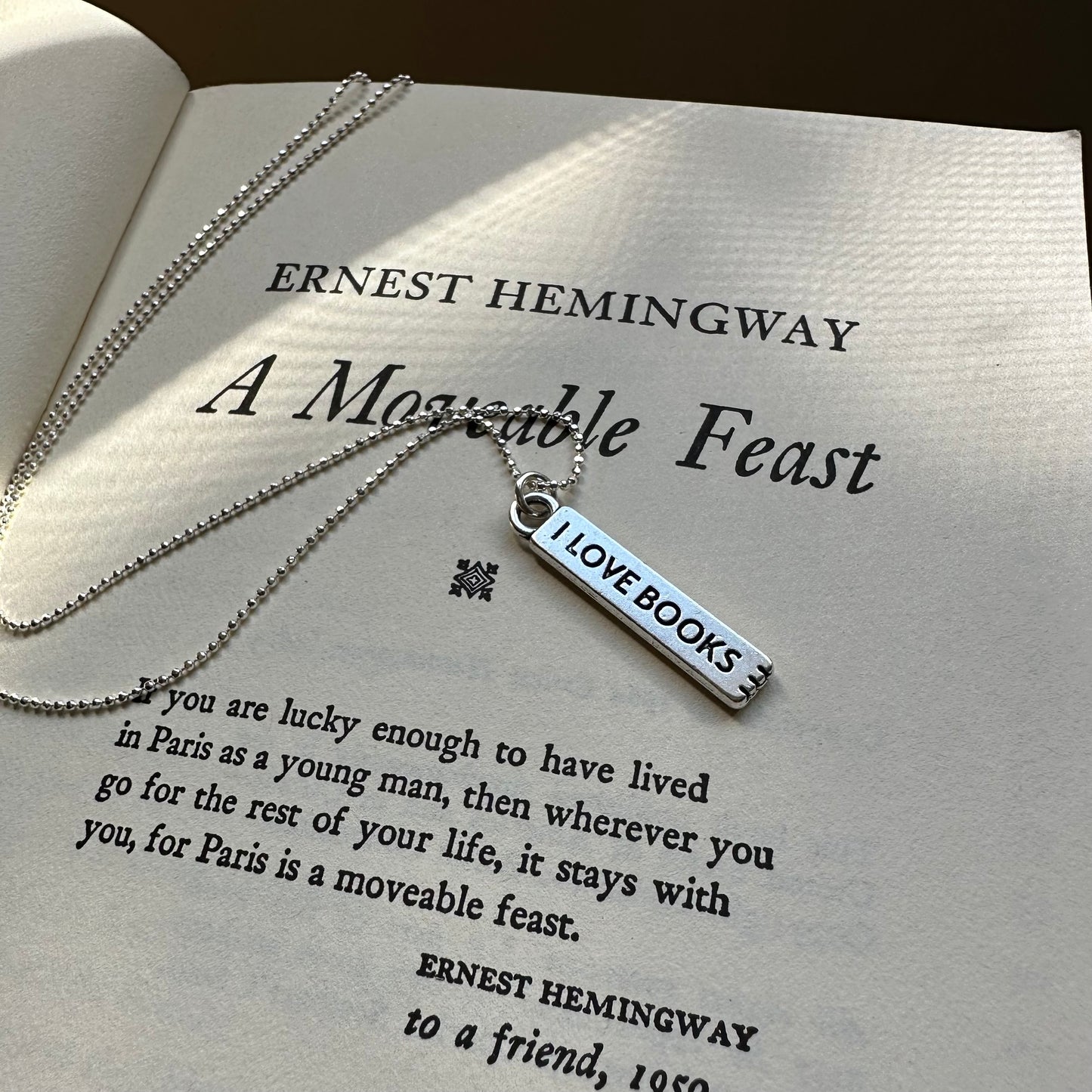 Booklovers Tiny Silver Necklace