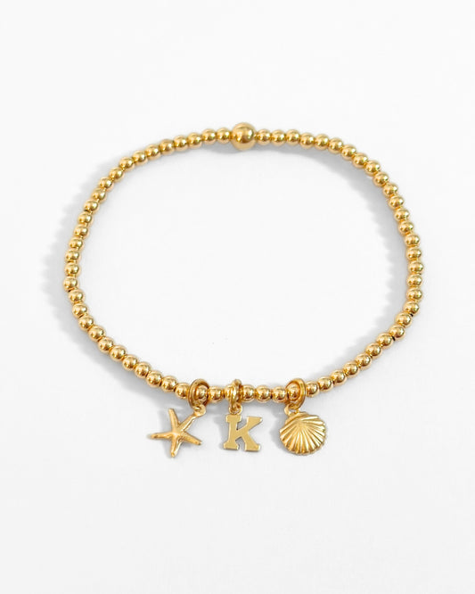 14k Gold Beach Lovers Charms Bracelet