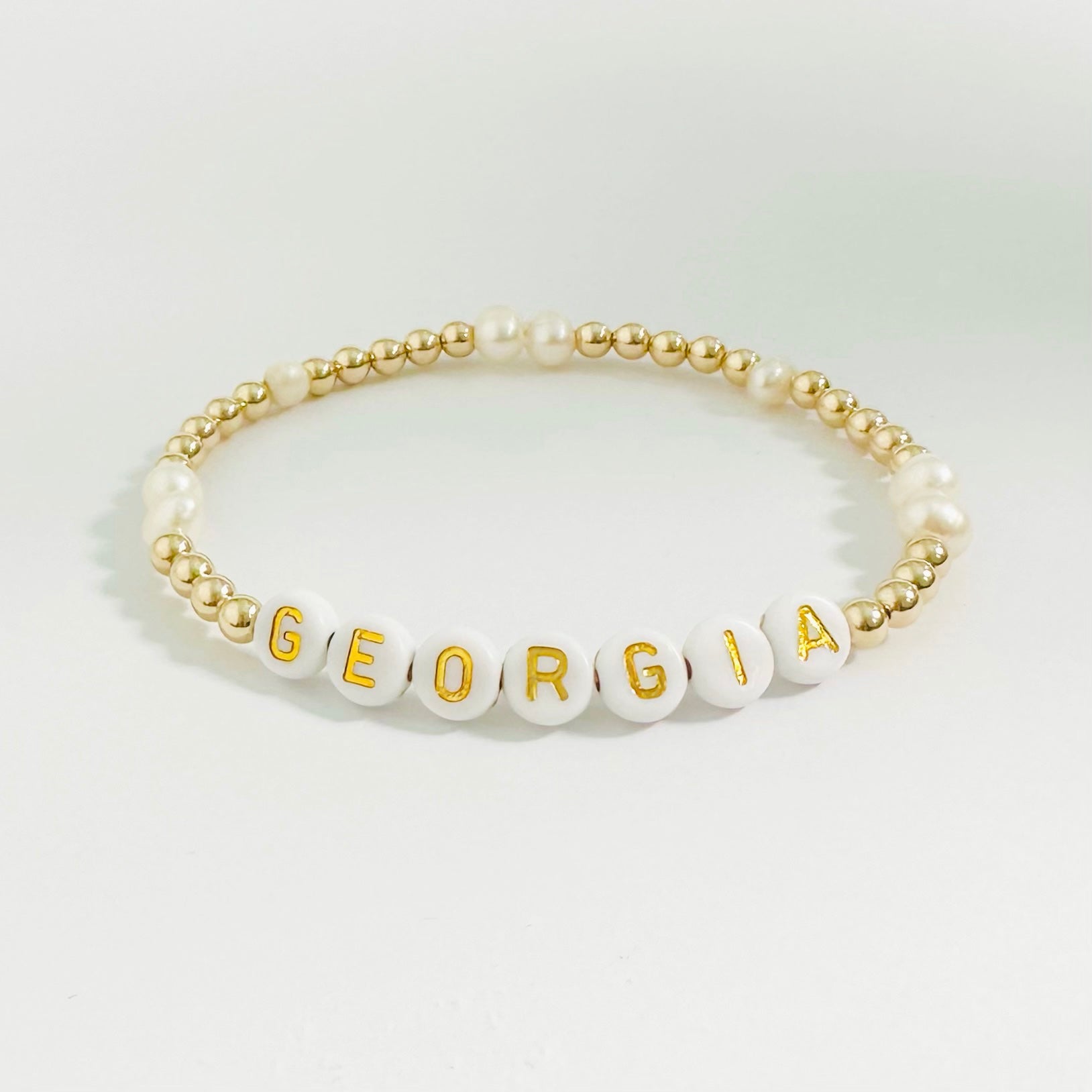Pearl name bracelet deals