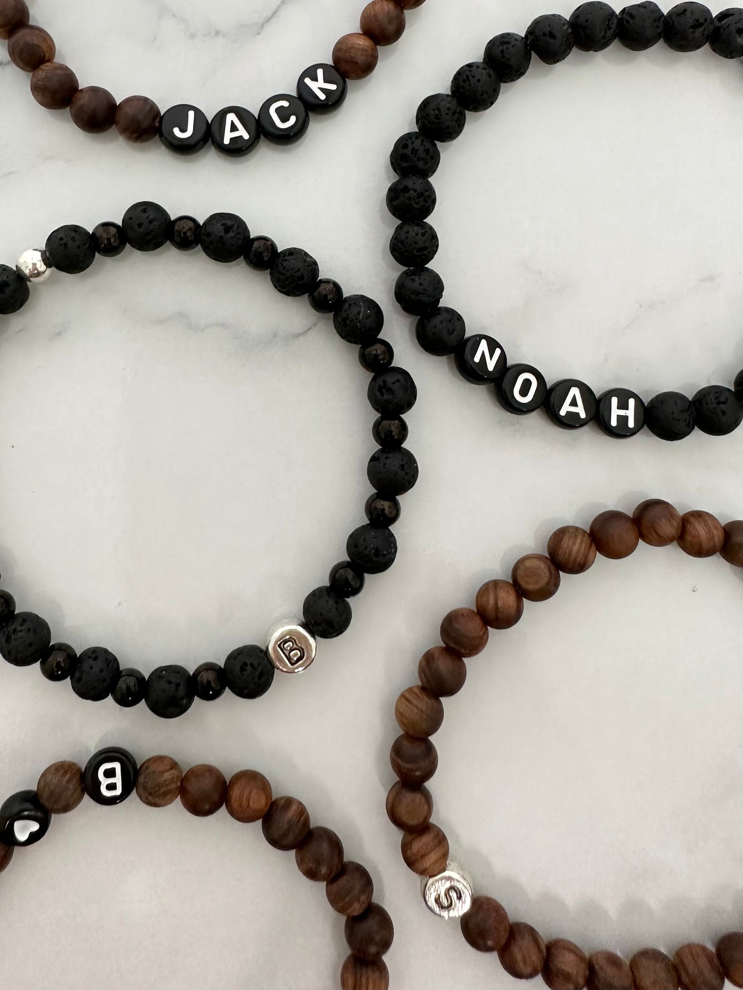 Mens Initial Bracelet - Stone & Steel