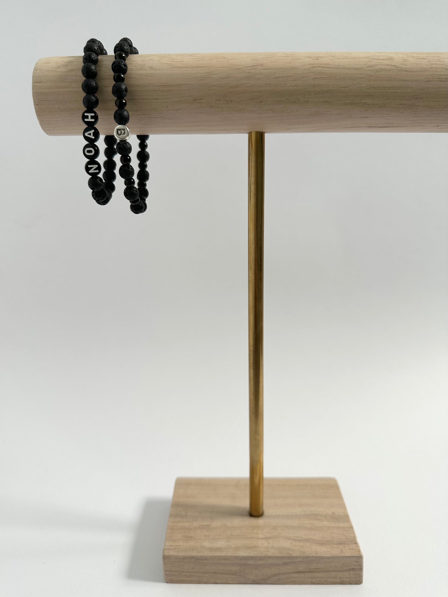 Mens Initial Bracelet - Stone & Steel