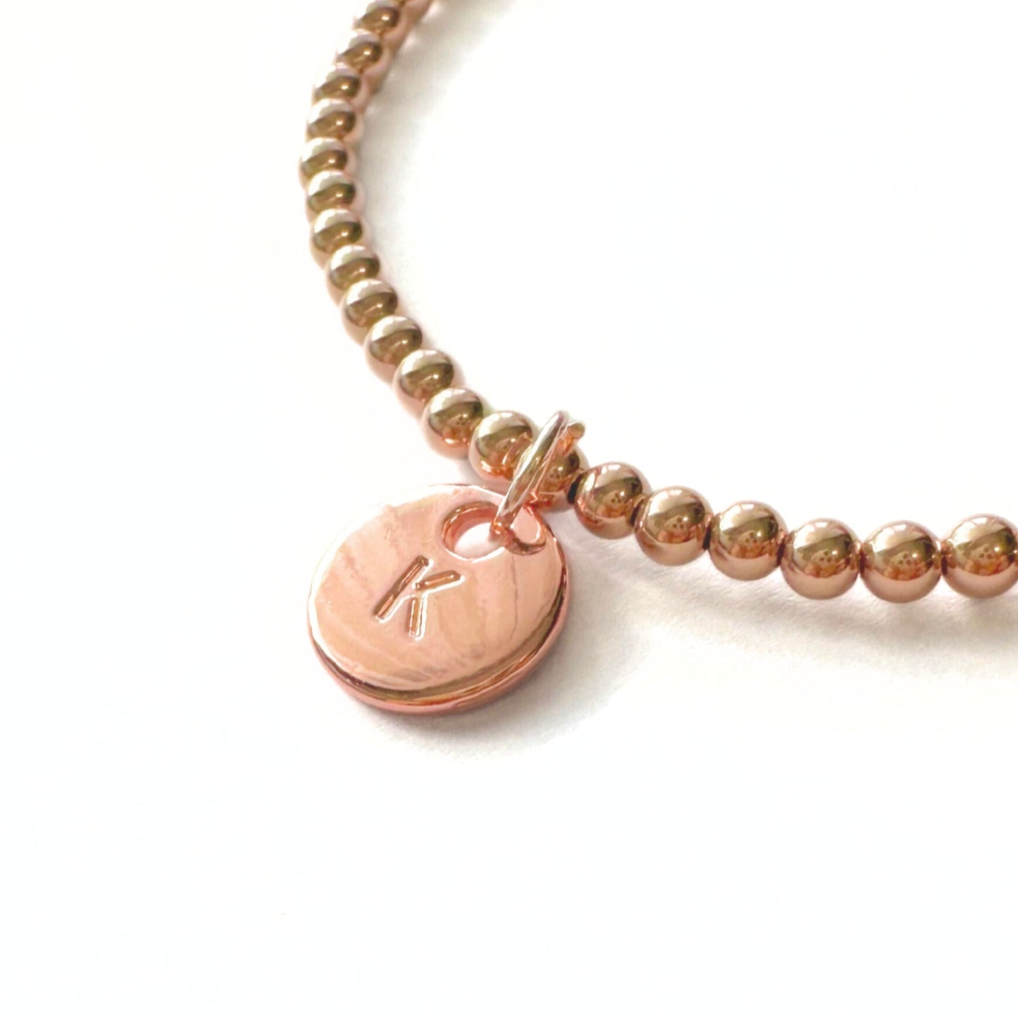 14k Rose Gold Stamped Initial Bracelet