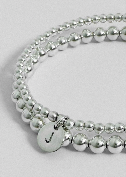Sterling Silver Tiny Initial Charm Bracelet