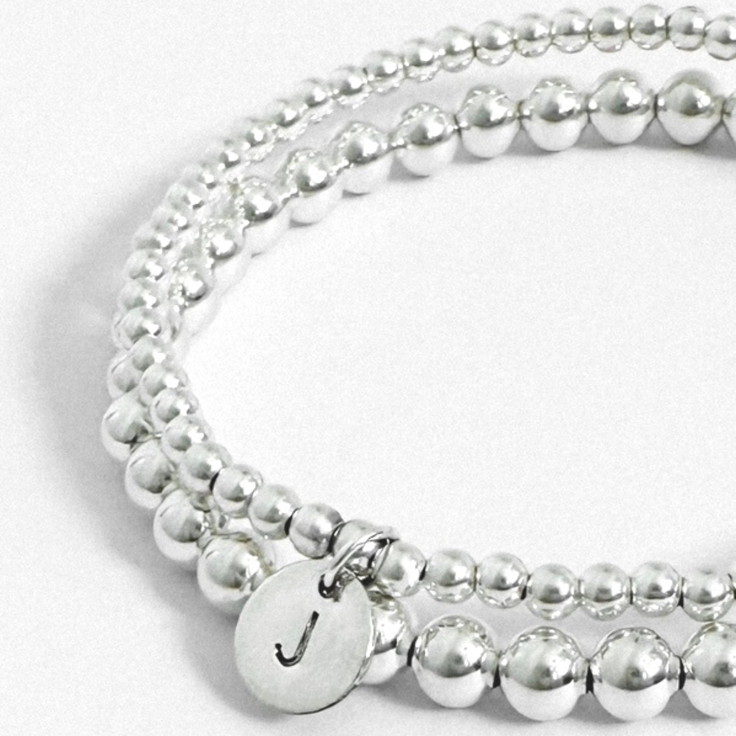 Sterling Silver Stamped Initial 2-Bracelet Set