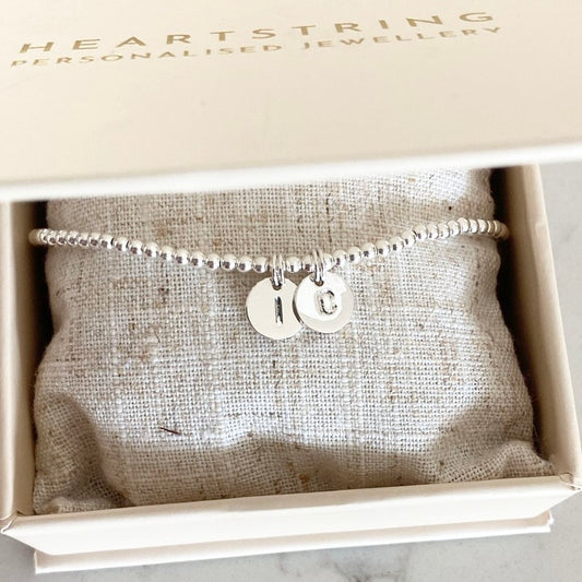 Multi Charm Sterling Silver Initial Bracelet