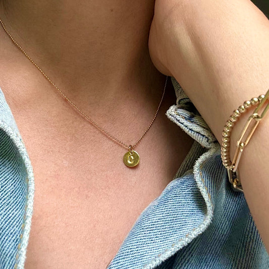 Stamped Letter Charm Necklace