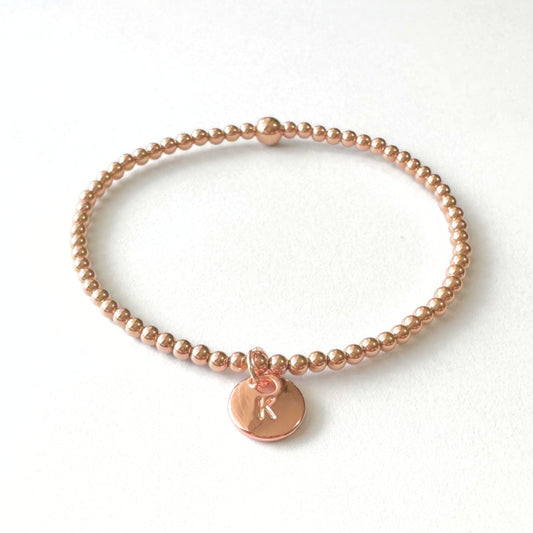 14k Rose Gold Stamped Initial Bracelet