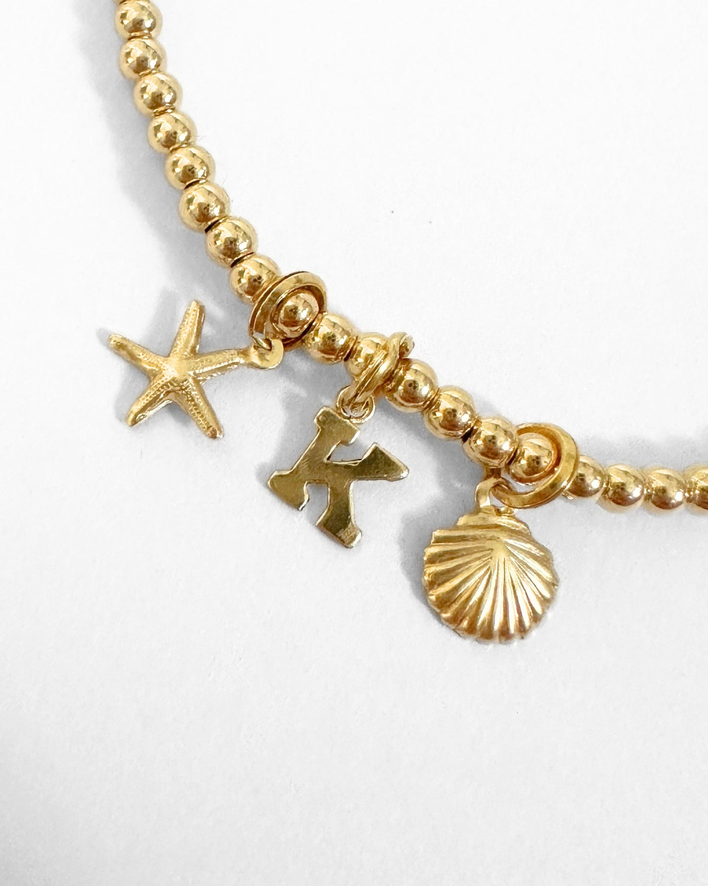 14k Gold Beach Lovers Charms Bracelet
