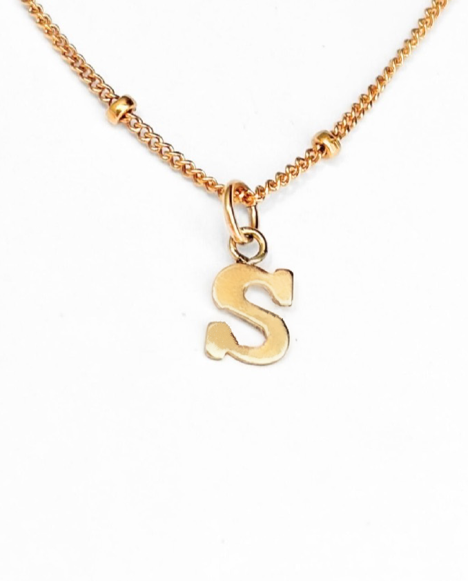 Gold Initial Necklace - Dainty Letter Necklace in 14k Gold & Sterling Silver