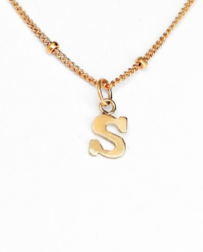 Gold Initial Necklace - Dainty Letter Necklace in 14k Gold & Sterling Silver