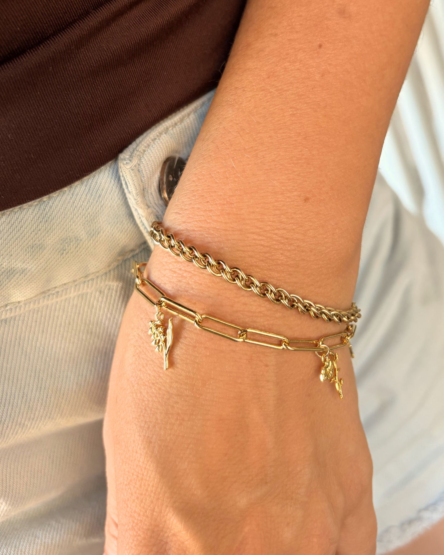 14k Gold Birth Flower Bracelet - Mothers Day Gold Jewellery