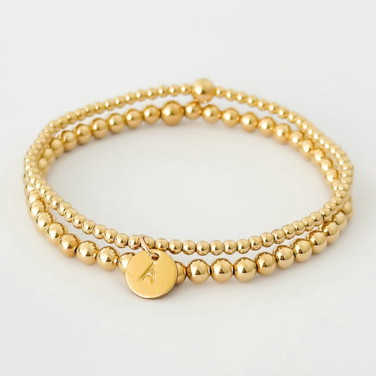 14k Gold Filled Bracelet With Stamped Initial Charm