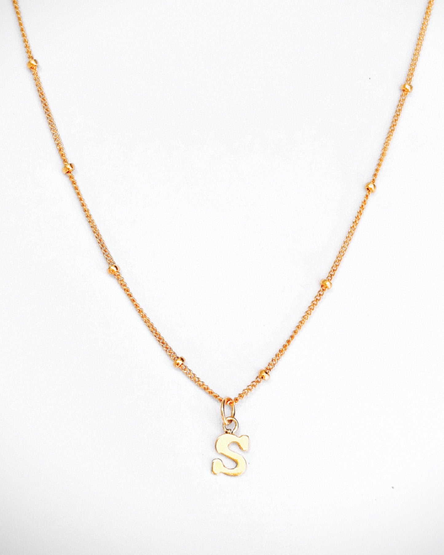 Gold Initial Necklace - Dainty Letter Necklace in 14k Gold & Sterling Silver