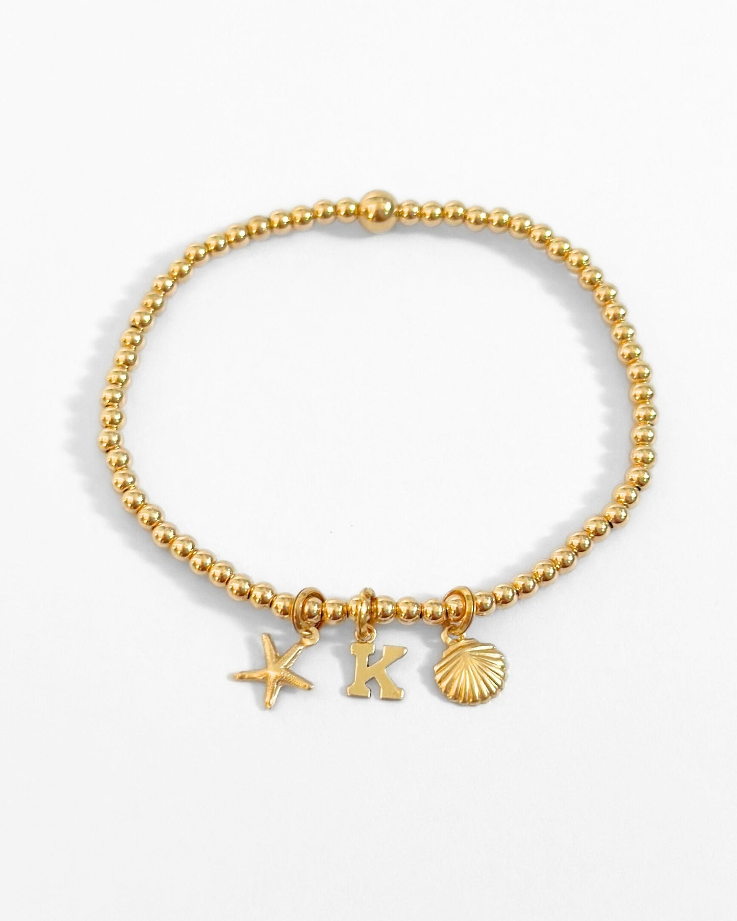 14k Gold Beach Lovers Charms Bracelet