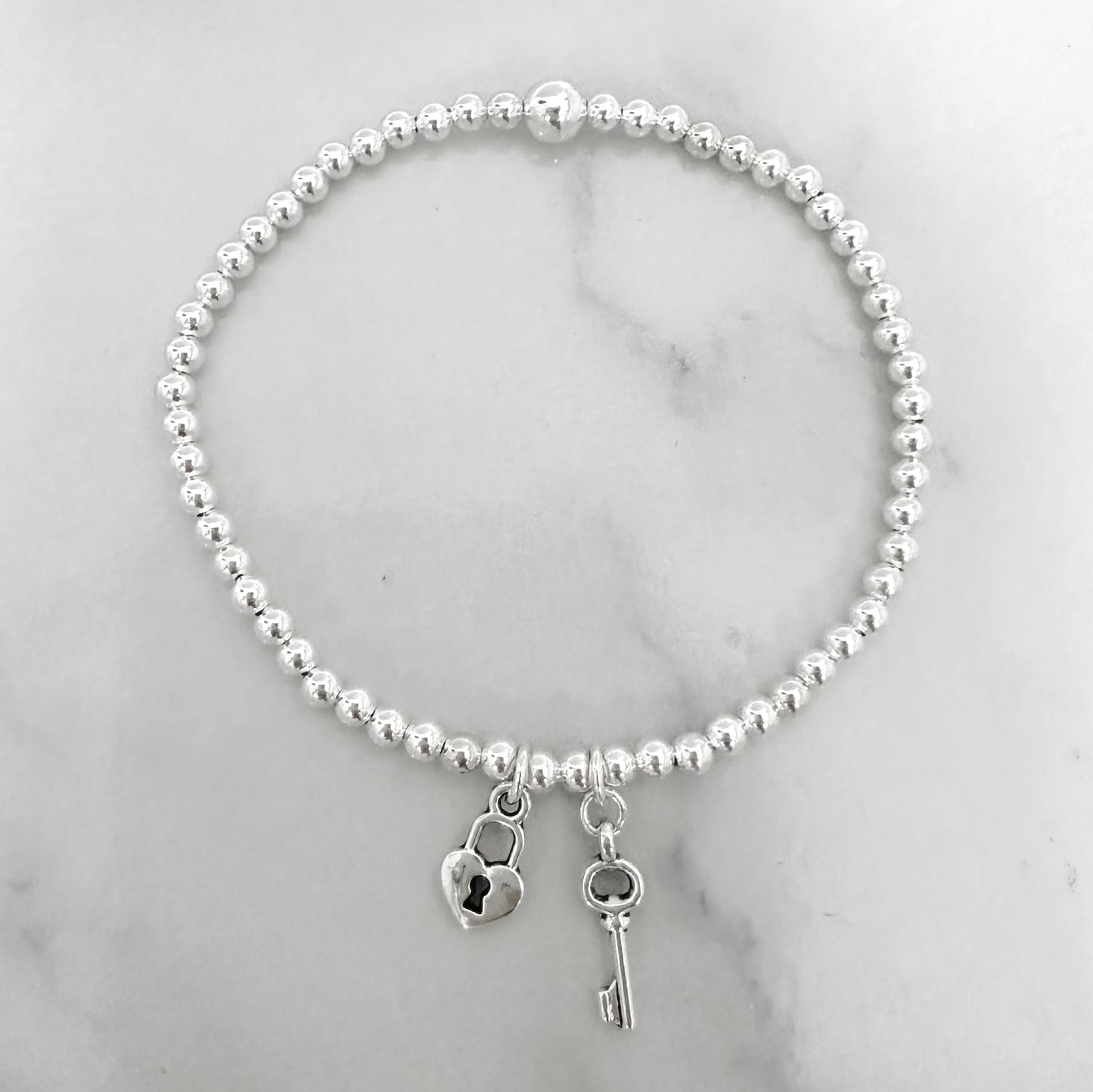 Tiny Lock and Key Sterling Silver Bracelet