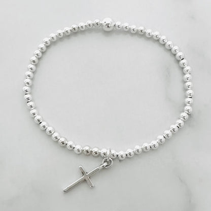 Tiny Cross Sterling Silver Bracelet