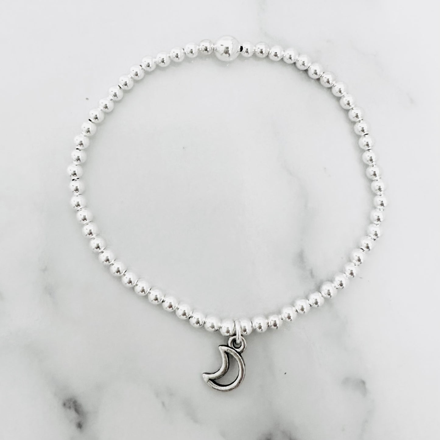 Tiny Moon Sterling Silver Bracelet